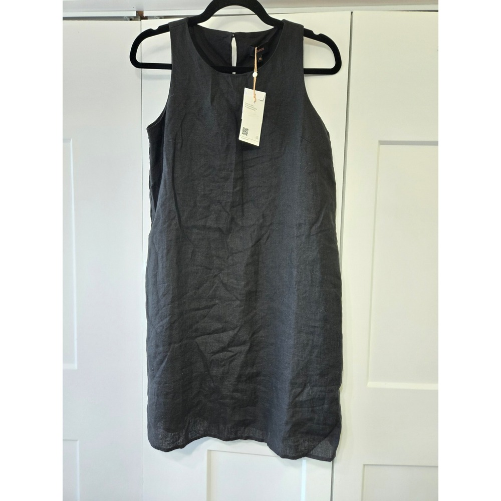 Quince 100% European Linen Sleeveless Shift Dress Black XS NWT